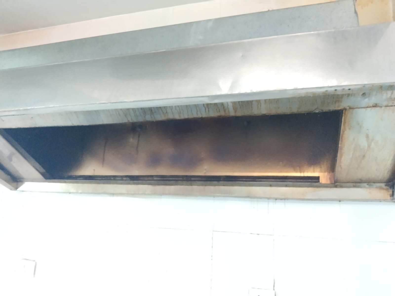 Commercial kitchen hood before cleaning